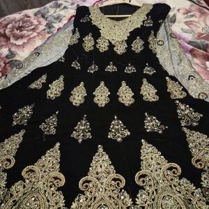 Elegant Black and Gold Embroidered Dress